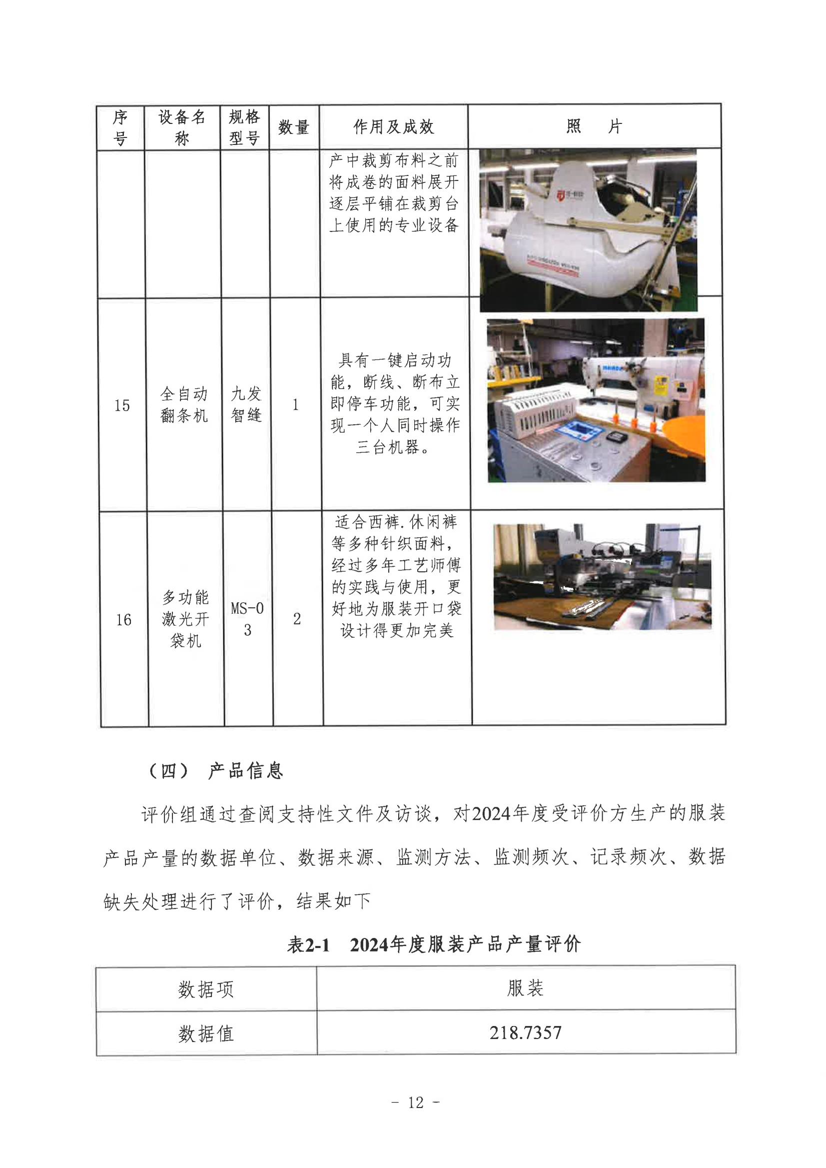 鄭州艾磊亘特服飾有限公司2024年度碳足迹核查報告